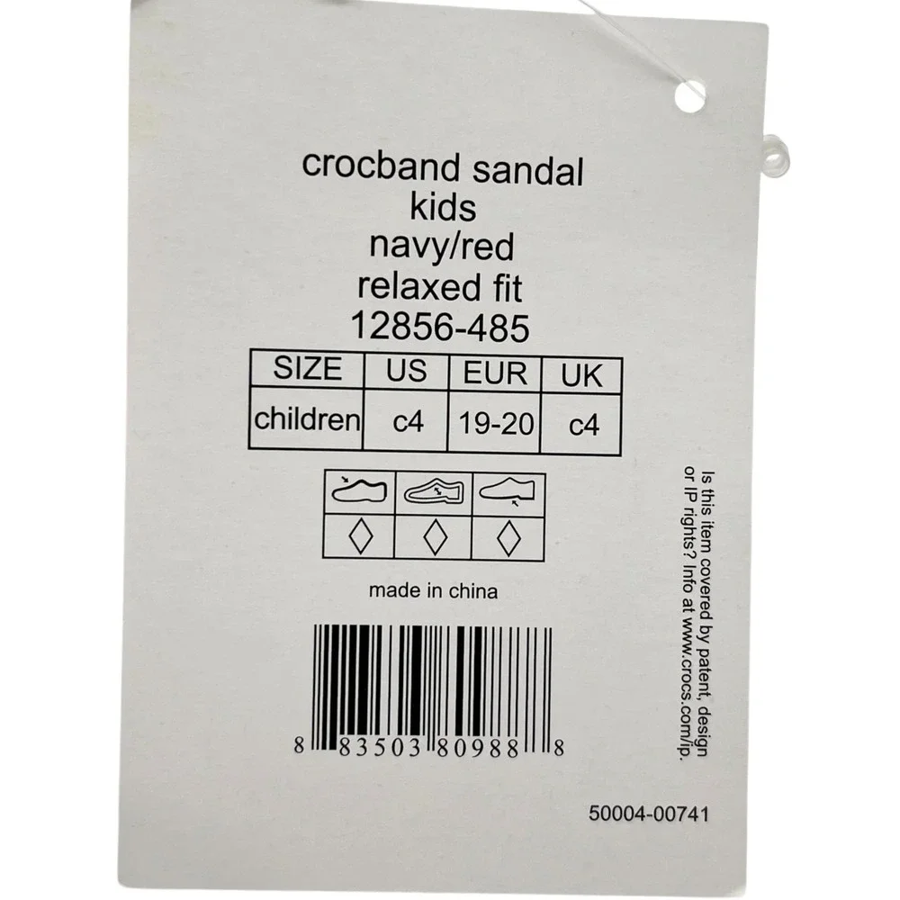Crocs Crocband Baby Boys Girls Adjustable Sandal Size 4 Navy Red Water Friendly